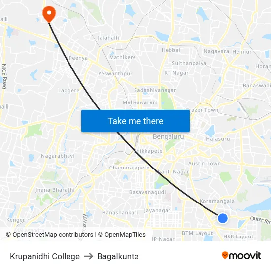 Krupanidhi College to Bagalkunte map