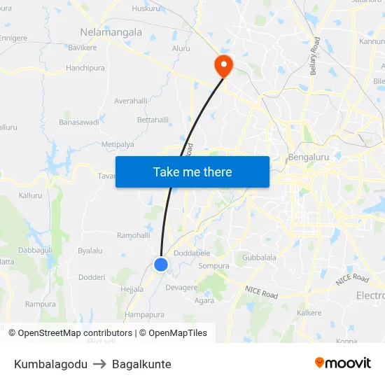 Kumbalagodu to Bagalkunte map