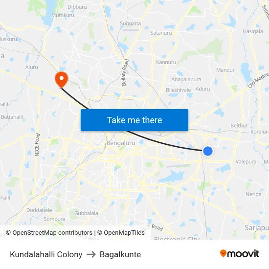 Kundalahalli Colony to Bagalkunte map