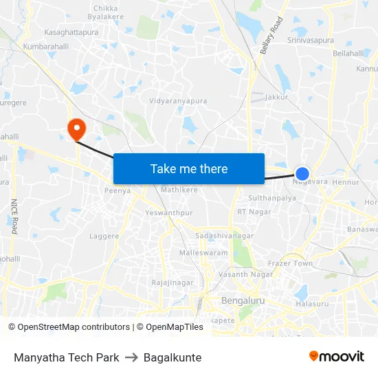 Manyatha Tech Park to Bagalkunte map