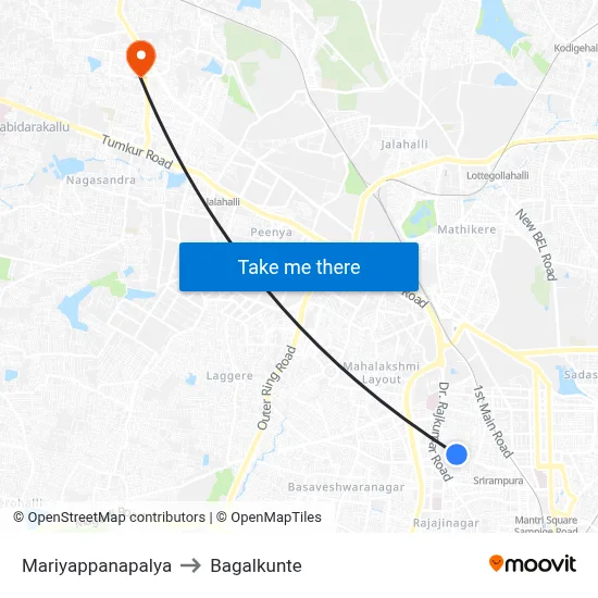Mariyappanapalya to Bagalkunte map