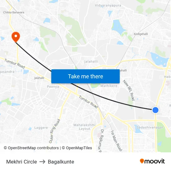 Mekhri Circle to Bagalkunte map