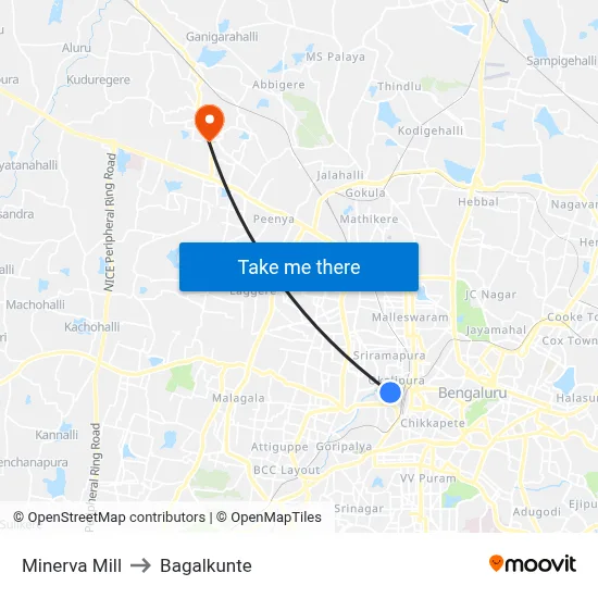 Minerva Mill to Bagalkunte map