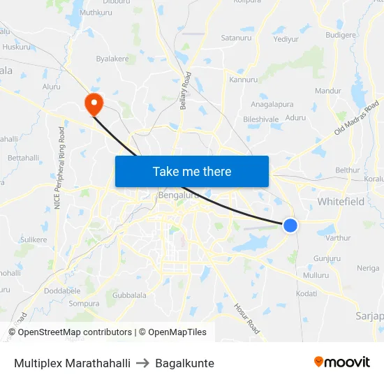 Multiplex Marathahalli to Bagalkunte map