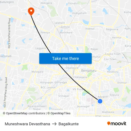 Muneshwara Devasthana to Bagalkunte map