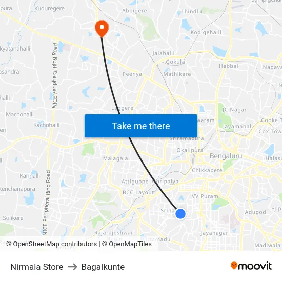 Nirmala Store to Bagalkunte map