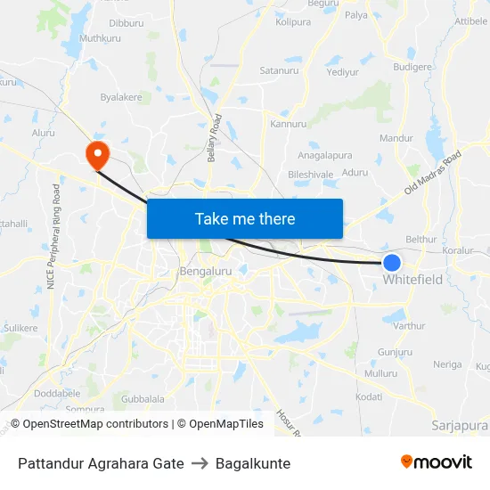 Pattandur Agrahara Gate to Bagalkunte map