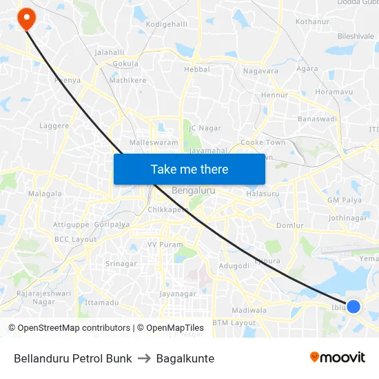 Bellanduru Petrol Bunk to Bagalkunte map