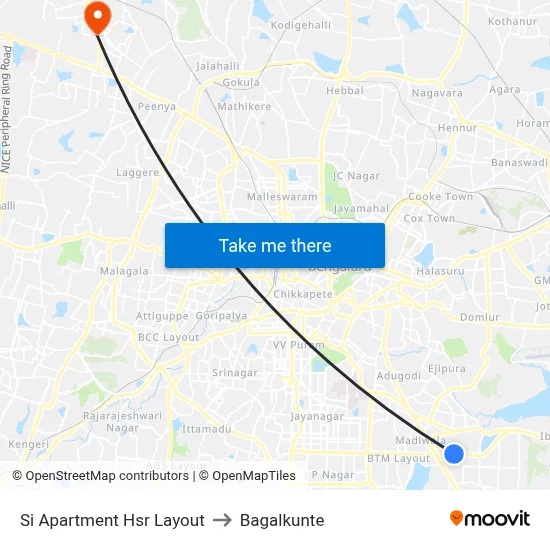 Si Apartment Hsr Layout to Bagalkunte map
