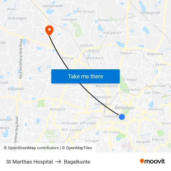 St Marthas Hospital to Bagalkunte map