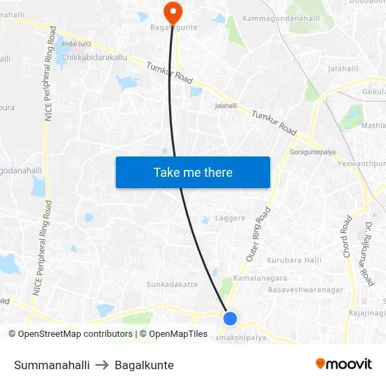 Summanahalli to Bagalkunte map