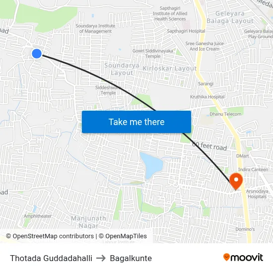 Thotada Guddadahalli to Bagalkunte map