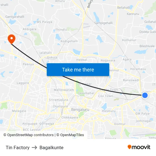 Tin Factory to Bagalkunte map