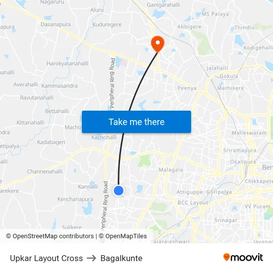 Upkar Layout Cross to Bagalkunte map