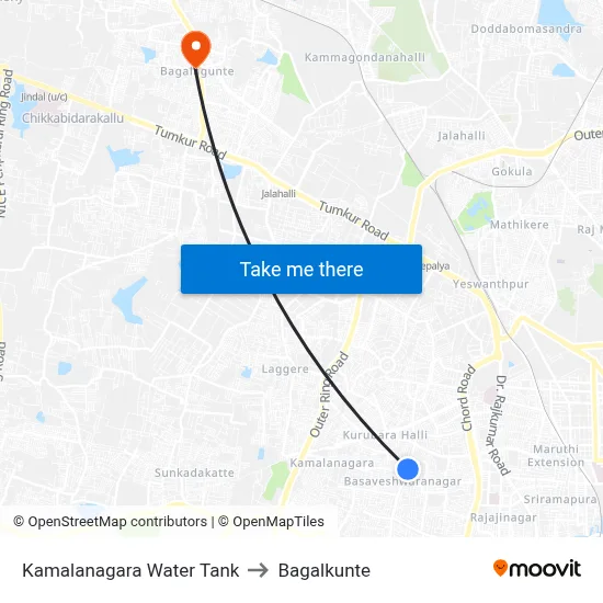Kamalanagara Water Tank to Bagalkunte map