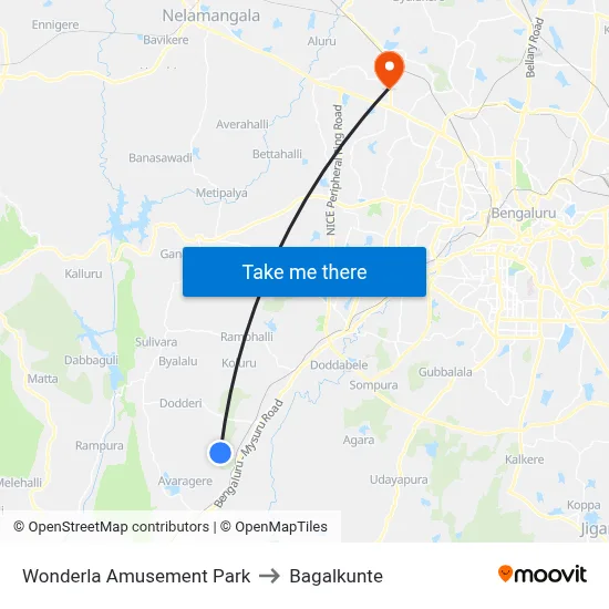 Wonderla Amusement Park to Bagalkunte map