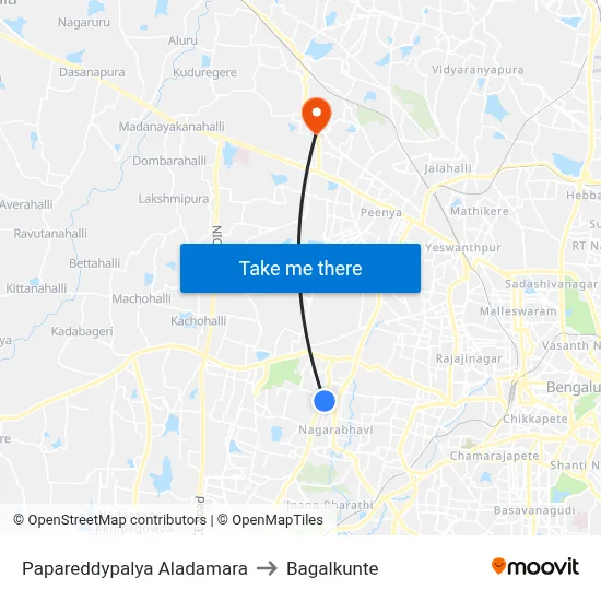Papareddypalya Aladamara to Bagalkunte map