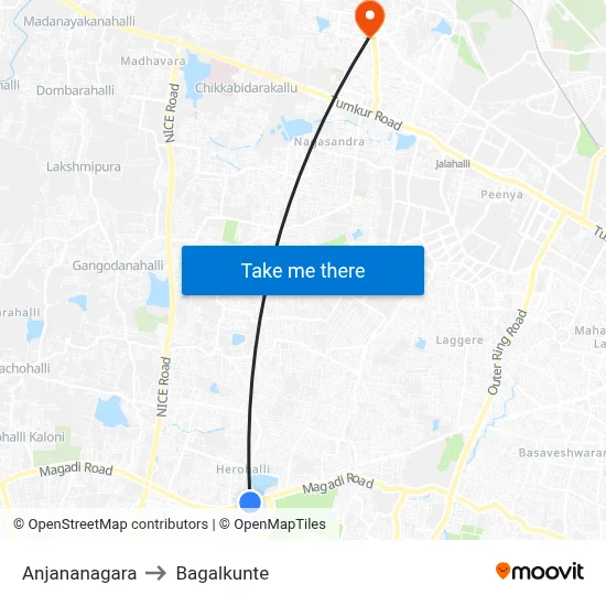 Anjananagara to Bagalkunte map