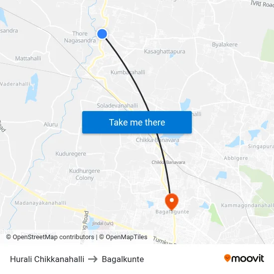 Hurali Chikkanahalli to Bagalkunte map