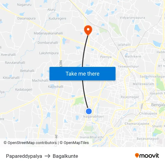 Papareddypalya to Bagalkunte map