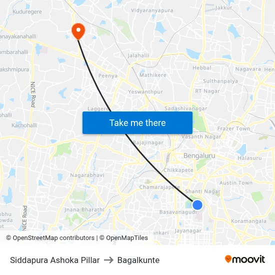 Siddapura Ashoka Pillar to Bagalkunte map