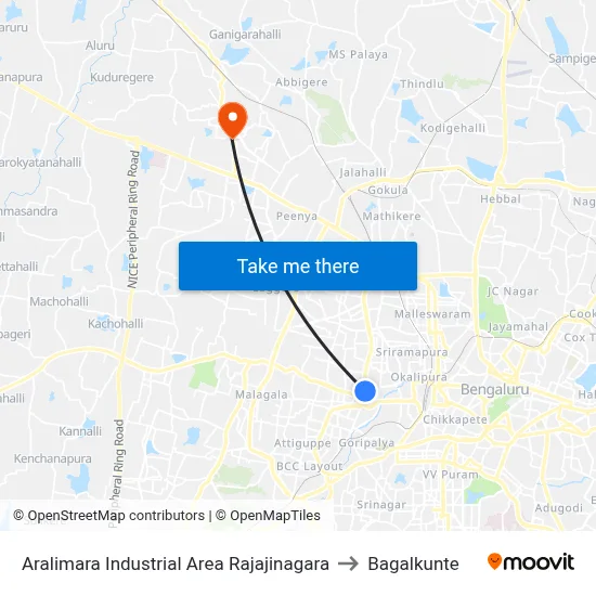 Aralimara Industrial Area Rajajinagara to Bagalkunte map