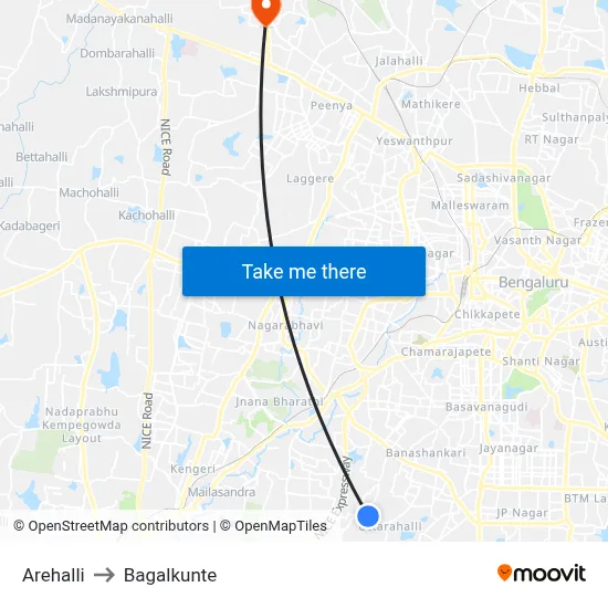 Arehalli to Bagalkunte map