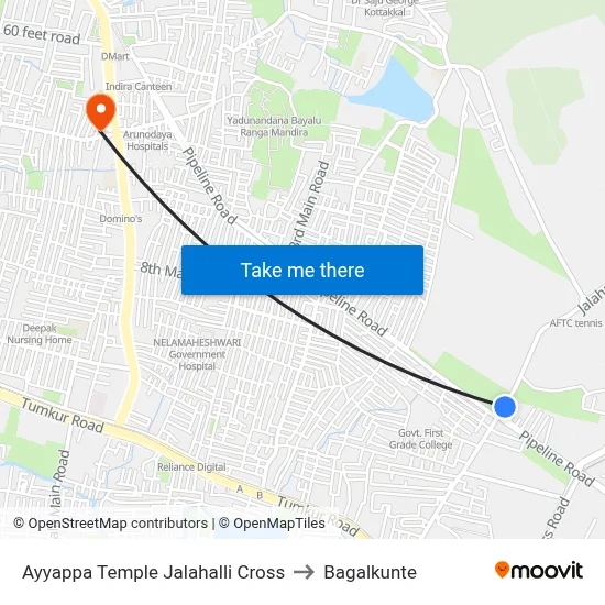 Ayyappa Temple Jalahalli Cross to Bagalkunte map