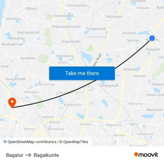 Bagalur to Bagalkunte map