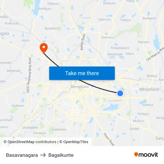 Basavanagara to Bagalkunte map