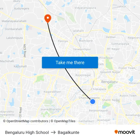 Bengaluru High School to Bagalkunte map