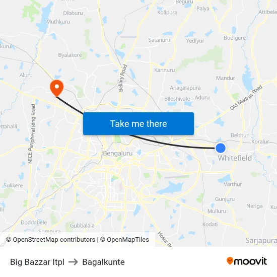 Big Bazzar Itpl to Bagalkunte map