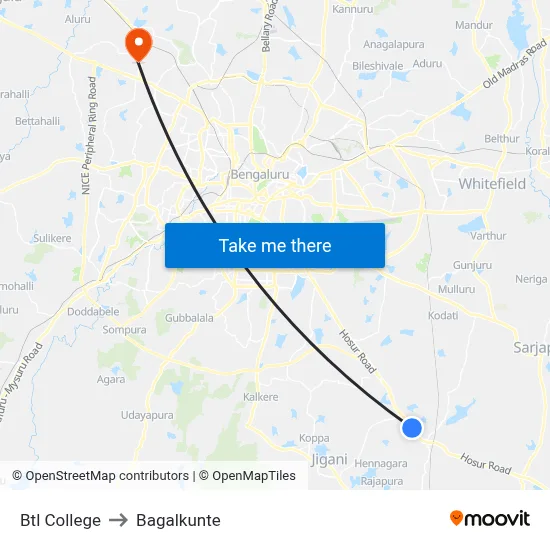 Btl College to Bagalkunte map