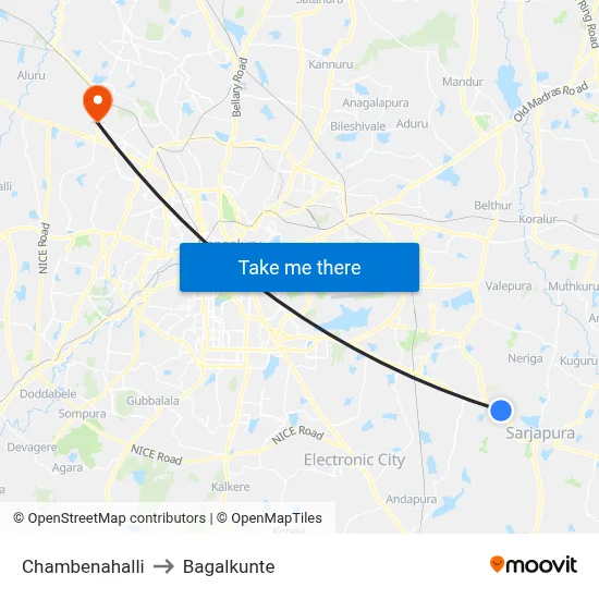 Chambenahalli to Bagalkunte map