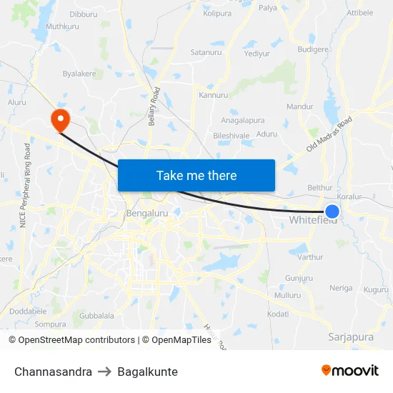 Channasandra to Bagalkunte map