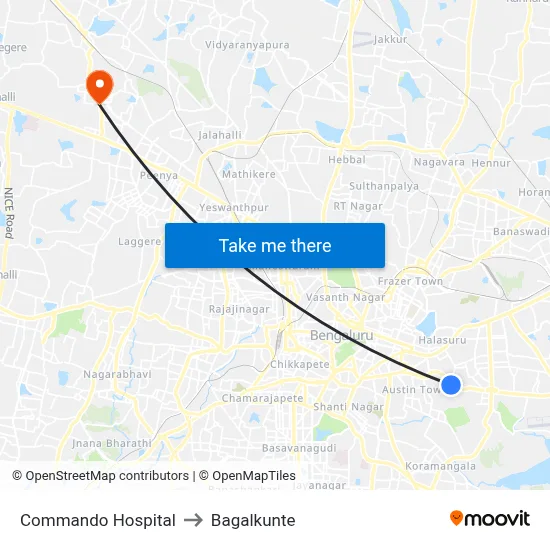 Commando Hospital to Bagalkunte map