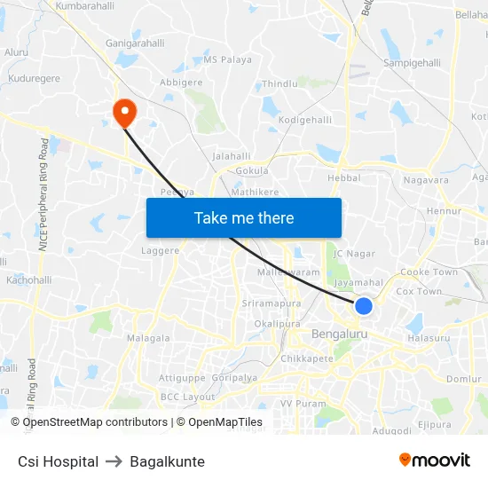 Csi Hospital to Bagalkunte map