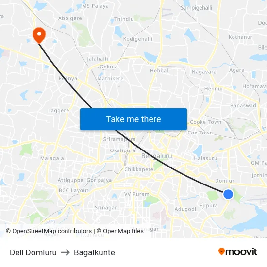 Dell Domluru to Bagalkunte map
