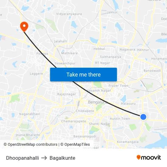 Dhoopanahalli to Bagalkunte map