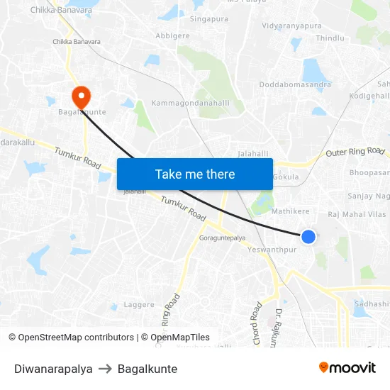 Diwanarapalya to Bagalkunte map