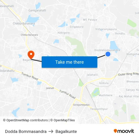 Dodda Bommasandra to Bagalkunte map