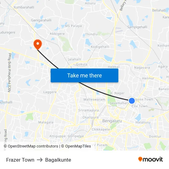 Frazer Town to Bagalkunte map