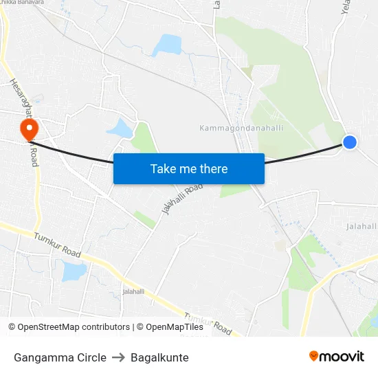 Gangamma Circle to Bagalkunte map