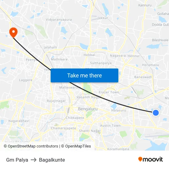 Gm Palya to Bagalkunte map