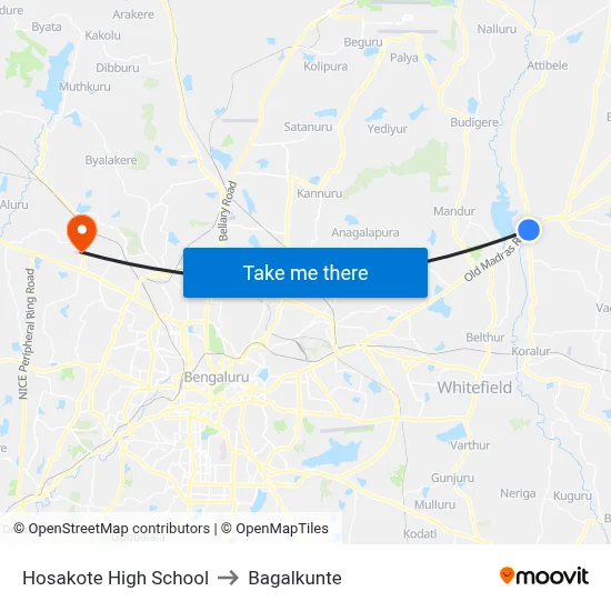 Hosakote High School to Bagalkunte map