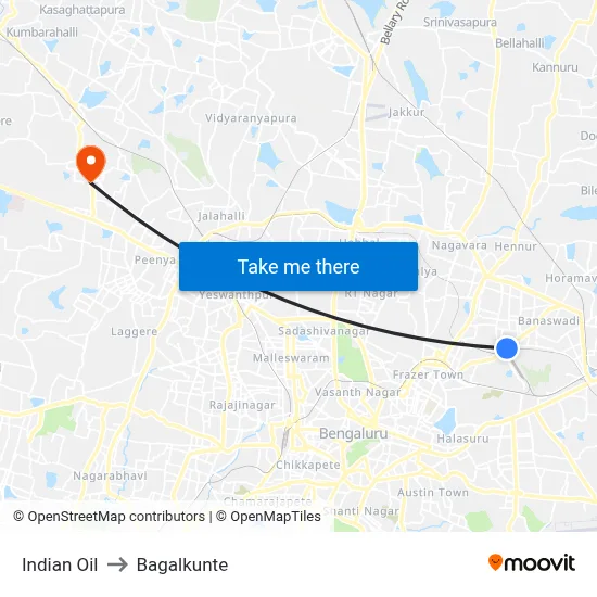 Indian Oil to Bagalkunte map