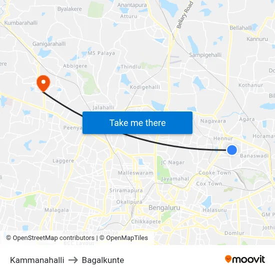 Kammanahalli to Bagalkunte map