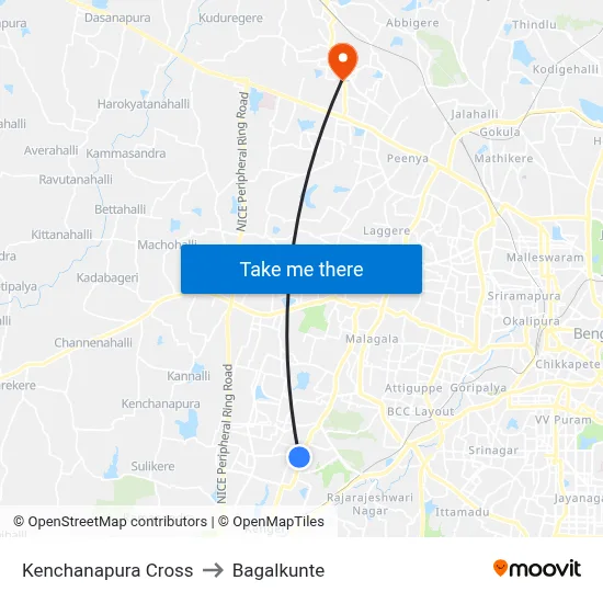 Kenchanapura Cross to Bagalkunte map
