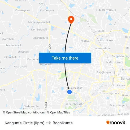 Kengunte Circle (Iipm) to Bagalkunte map