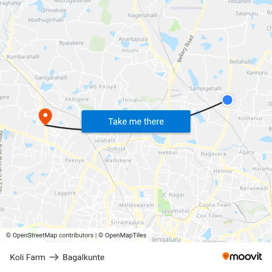 Koli Farm to Bagalkunte map
